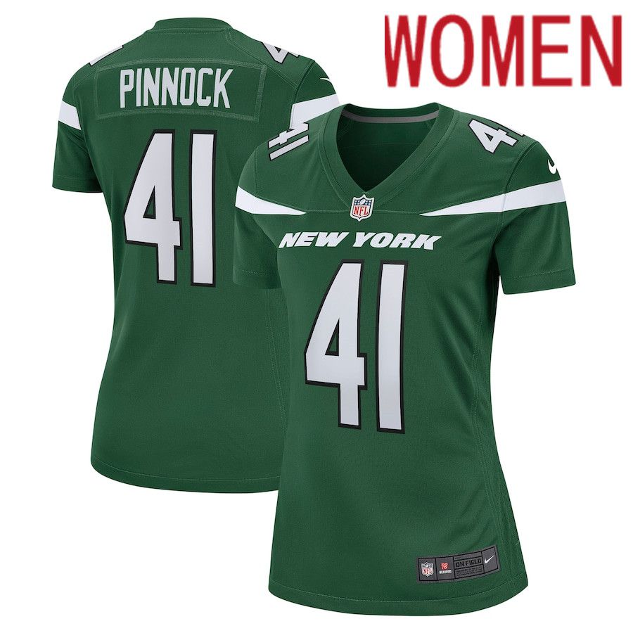 Women New York Jets 41 Jason Pinnock Nike Gotham Green Game NFL Jersey